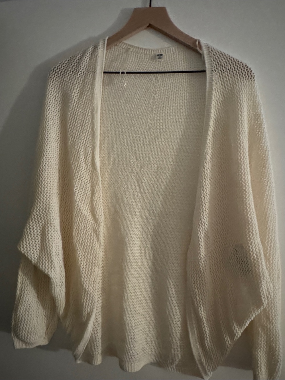 Uniqlo Cream Open-Front Knit Cardigan